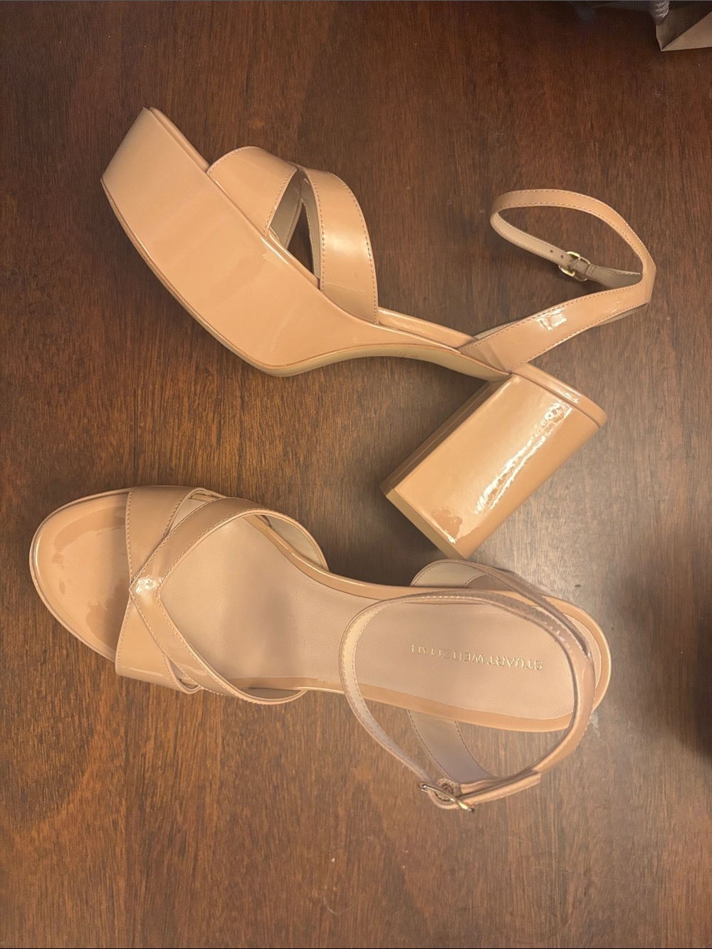 Worn once Stuart Weitzman Nude Patent Platform Sandals